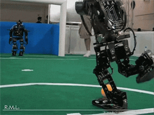 Robot goalkeeper jumps right after the ball have entered the goal, a result of not building something that works in real conditions.